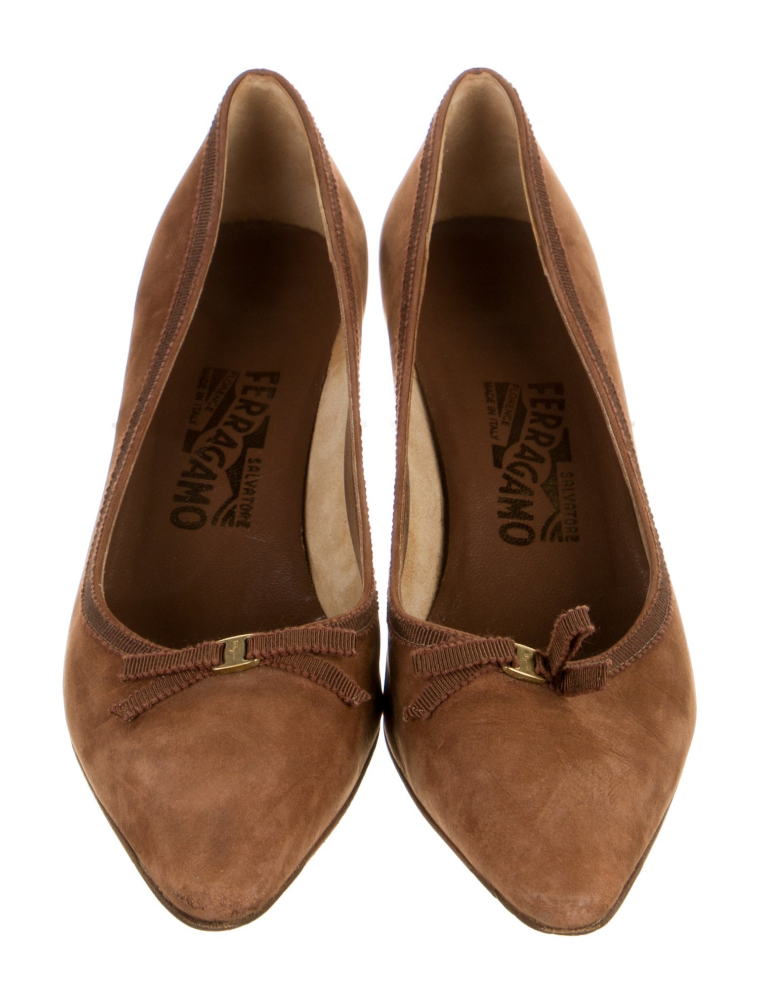 Salvatore Ferragamo Suede Bow Accents Pumps